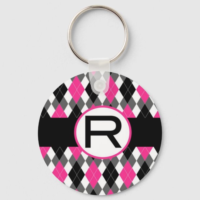 Monogramm-Schlüsselanhänger "R" für die Hot-Pink-R Schlüsselanhänger (Vorderseite)