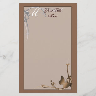 Monogramm-Schmetterlings-Briefpapier Briefpapier