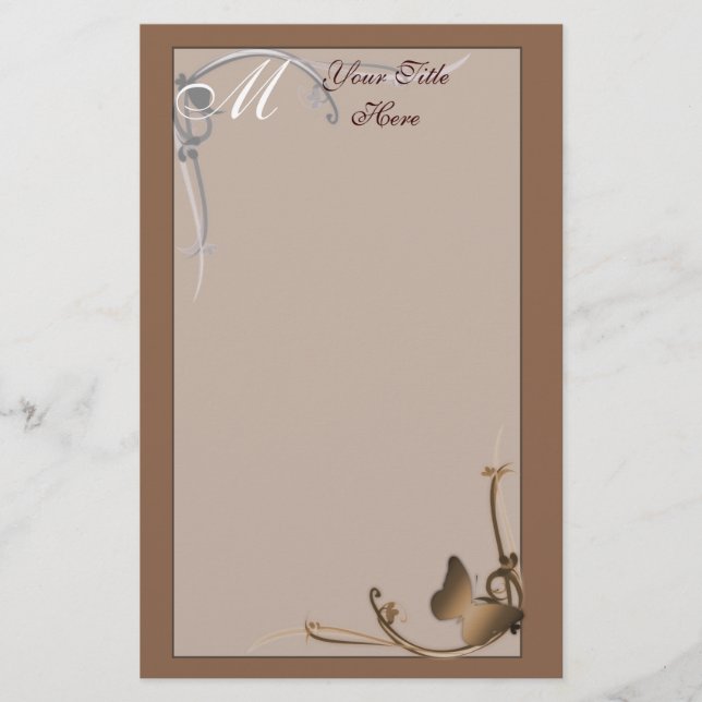 Monogramm-Schmetterlings-Briefpapier Briefpapier (Vorderseite)