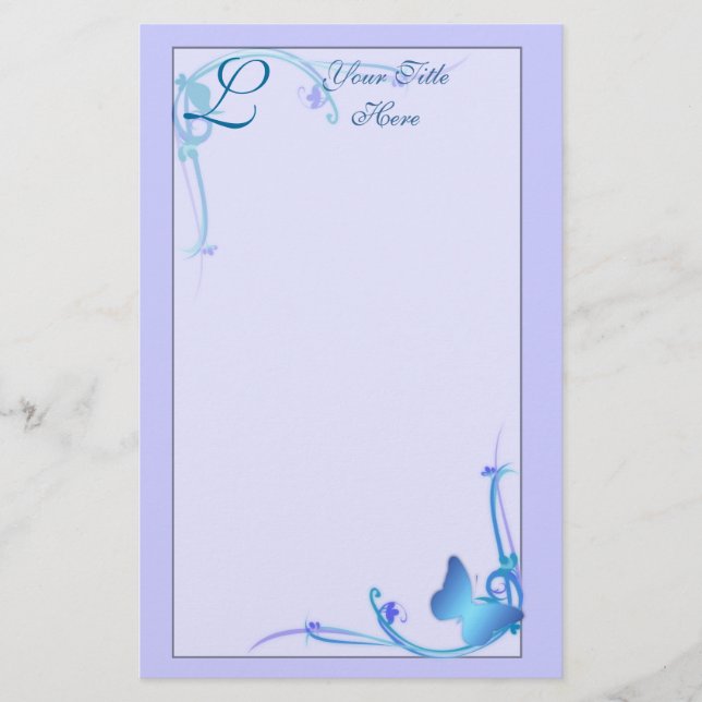 Monogramm-Schmetterlings-Briefpapier Briefpapier (Vorderseite)