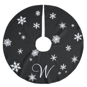 Monogramm-Schneeflocken-Baumschürze Polyester Weihnachtsbaumdecke