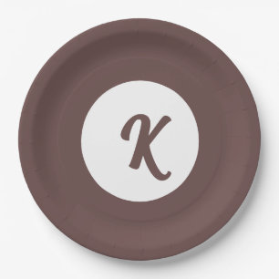 Monogramm-Schokolade Pflaume und Weiß Pappteller