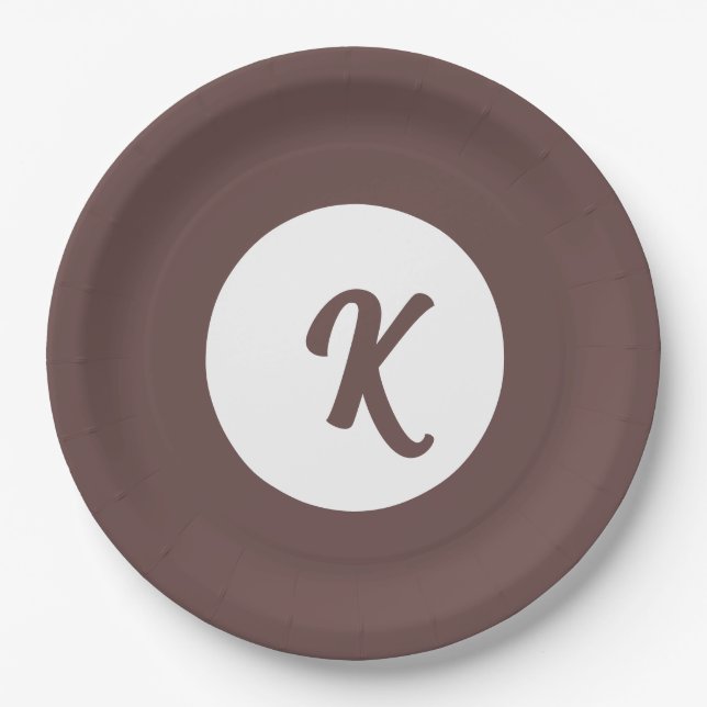 Monogramm-Schokolade Pflaume und Weiß Pappteller (Vorderseite)