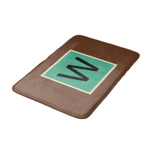Monogramm Schokoladenbraun und dunkles Mintgrün Badematte