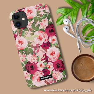 Monogramm schön und klassisch floral Rosa Case-Mate iPhone Hülle