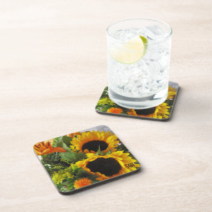 Monogramm, schöne Florals Herbst Sonnenblumen (6) Getränkeuntersetzer