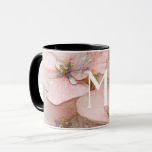 Monogramm Schöne Pfirsichfarben Blume Tasse