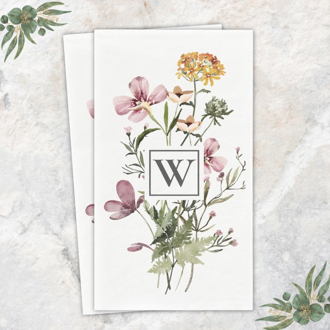 Monogramm Schöner Wildblumenstrauß Serviette (Von Creator hochgeladen)