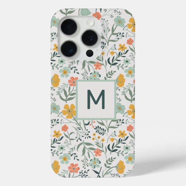 Monogramm schönes botanisches Muster Case-Mate iPhone Hülle (Rückseite)