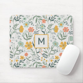 Monogramm schönes botanisches Muster Mousepad