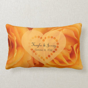 Monogramm-schönes orange hybrides Tee-Rosen-Herz Lendenkissen
