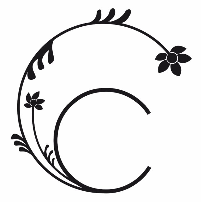 MONOGRAMM-SCHREIBEN C niedliche BLUME Freistehende Fotoskulptur (Vorne)