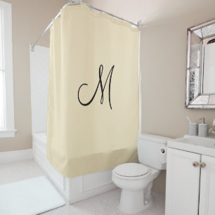 Monogramm-Schrift Anfangsbuchstabe Beige Schwarz M Duschvorhang
