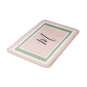 Monogramm Schrift Geometrisch Rosa Grün Badematte