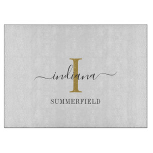 Monogramm Schrift Handgeschriebener Name Gold Grau Schneidebrett