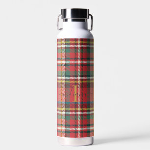 Monogramm Schrift Name Anfangsbuchstabe Rot Karier Trinkflasche