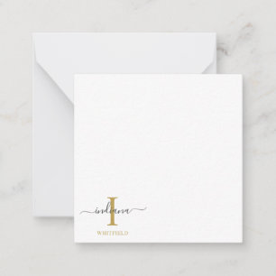Monogramm Schrift Name Initial Gold Grau Modern Mitteilungskarte