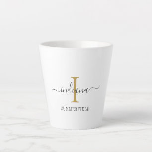 Monogramm Schrift Name Stilvoll Gold Grau Minimali Milchtasse