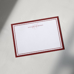Monogramm Schrift Zwei Ränder Elegant Minimalistis Mitteilungskarte