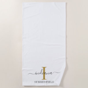 Monogramm Schriftart Name Stylisch Minimalistisch Strandtuch
