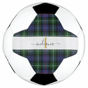 Monogramm Schriftname Kariert Lila Grün Tartan Fußball
