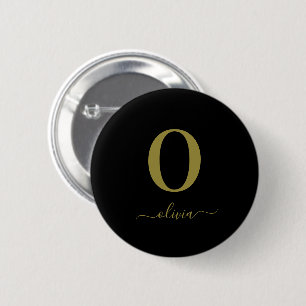 Monogramm‑Schriftname personalisiert in Schwarz un Button
