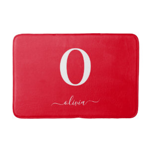 Monogramm-Schriftname Personalisiert Rot Und Weiß Badematte
