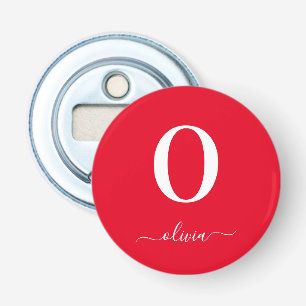 Monogramm-Schriftname Personalisiert Rot Und Weiß Flaschenöffner