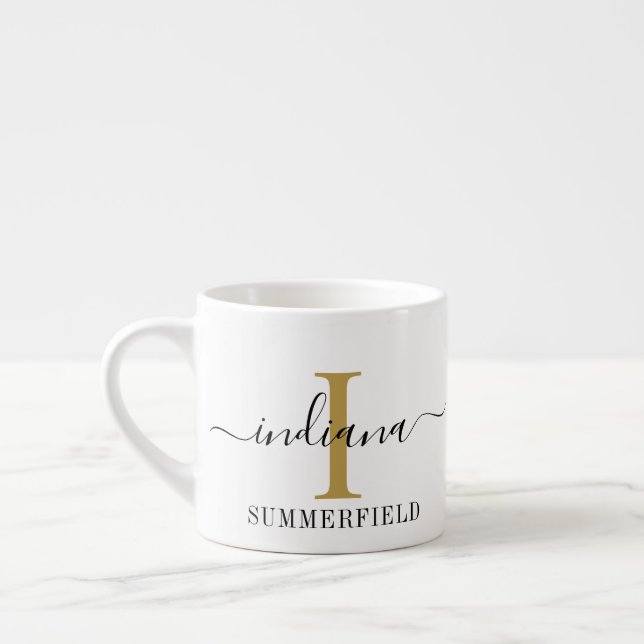 Monogramm-Schriftname und Initiale Espressotasse (Links)