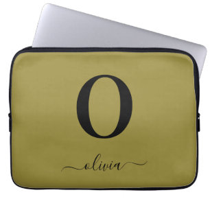 Monogramm Schriftzug Name Personalisiert Gold und Laptopschutzhülle