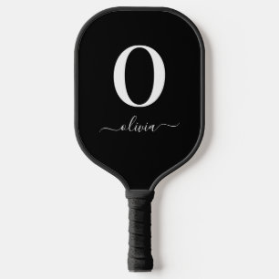Monogramm Schriftzug Name personalisiert Schwarz u Pickleball Schläger