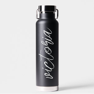 Monogramm-Schriftzug Schwarze Wasserflasche Trinkflasche
