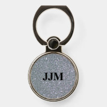 Monogramm Schwarz auf Kunstsilber-Glitter