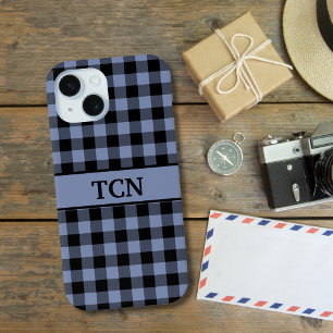 Monogramm Schwarz-Blau-Karo, Buffalo-Karo Case-Mate iPhone Hülle