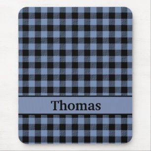 Monogramm Schwarz-Blau-Karo, Buffalo-Karo Mousepad