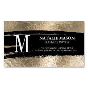 Monogramm Schwarz gebürstet   Goldfolie Magnetische Visitenkarte