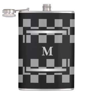Monogramm Schwarz geprüft Flachmann
