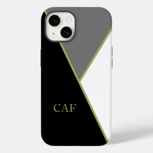 Monogramm Schwarz Gold Grau Weiß Geometrisch Moder Case-Mate iPhone 14 Hülle