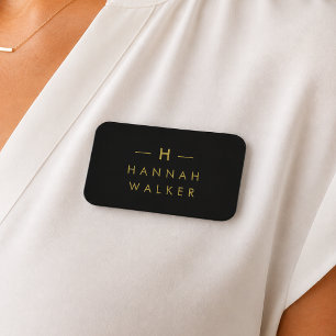 Monogramm Schwarz Gold   Moderne Minimalistische E Namensschild