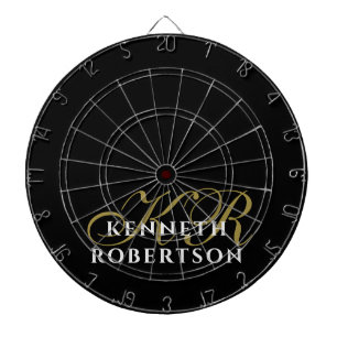 Monogramm Schwarz Gold Weiß Minimalistisches Desig Dartscheibe