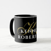 Monogramm Schwarz Gold Weiß Name Minimalistisch El
