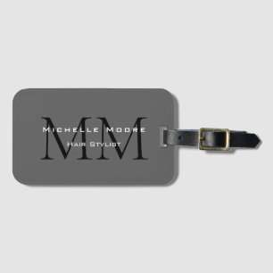 Monogramm Schwarz Graue Kalligrafie Gepäckanhänger