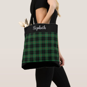 Monogramm Schwarz Grün Rot Tartan Karo Uhr Karo