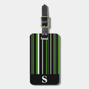 Monogramm Schwarz, Grün, Weiß Barcode-Streifen Gepäckanhänger