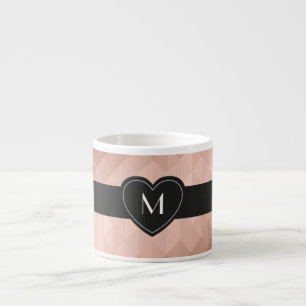 Monogramm Schwarz Herz chic Rose Gold geometrisch Espressotasse