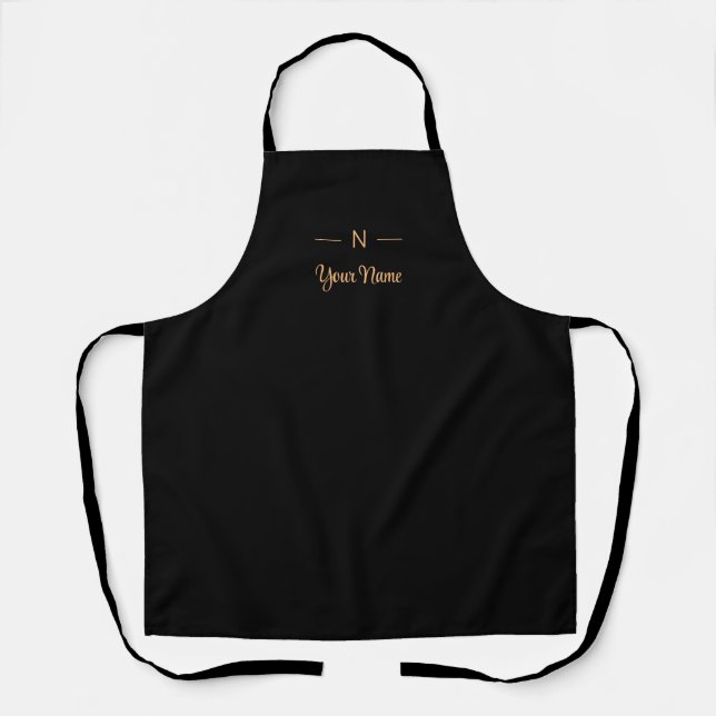 Monogramm Schwarz, modern Minimalistisch elegant Schürze (Vorderseite)
