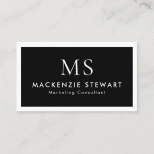 Monogramm Schwarz Modern Minimalistisch Elegant Visitenkarte