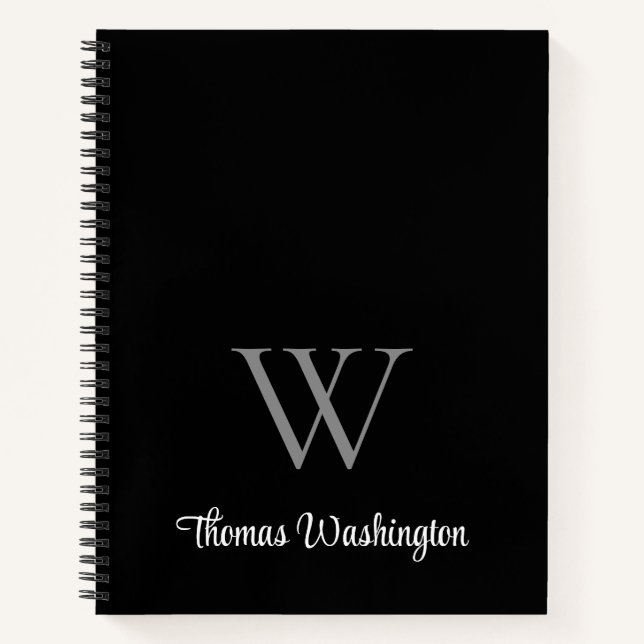 Monogramm-Schwarz Notizbuch (Vorderseite)