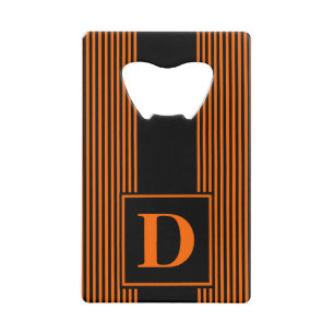 Monogramm Schwarz/Orange Pinstripe Kreditkarten Flaschenöffner
