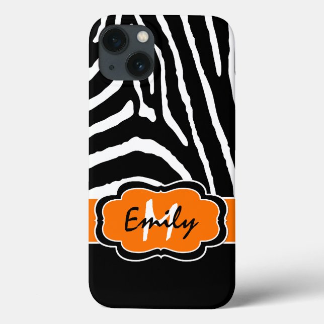 Monogramm Schwarz, Orange Zebra Stripe iPad Air Hü Case-Mate iPhone Hülle (Rückseite)